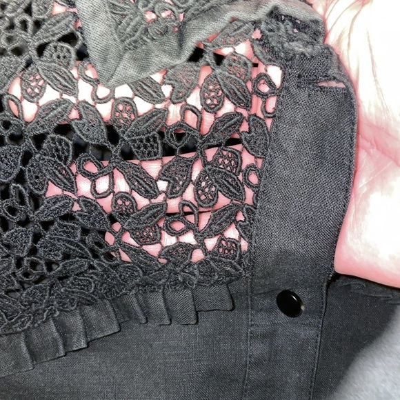 ET VOUS Cotton/Linen Blend Button down black shirt.  Size 1X. - Picture 6 of 7